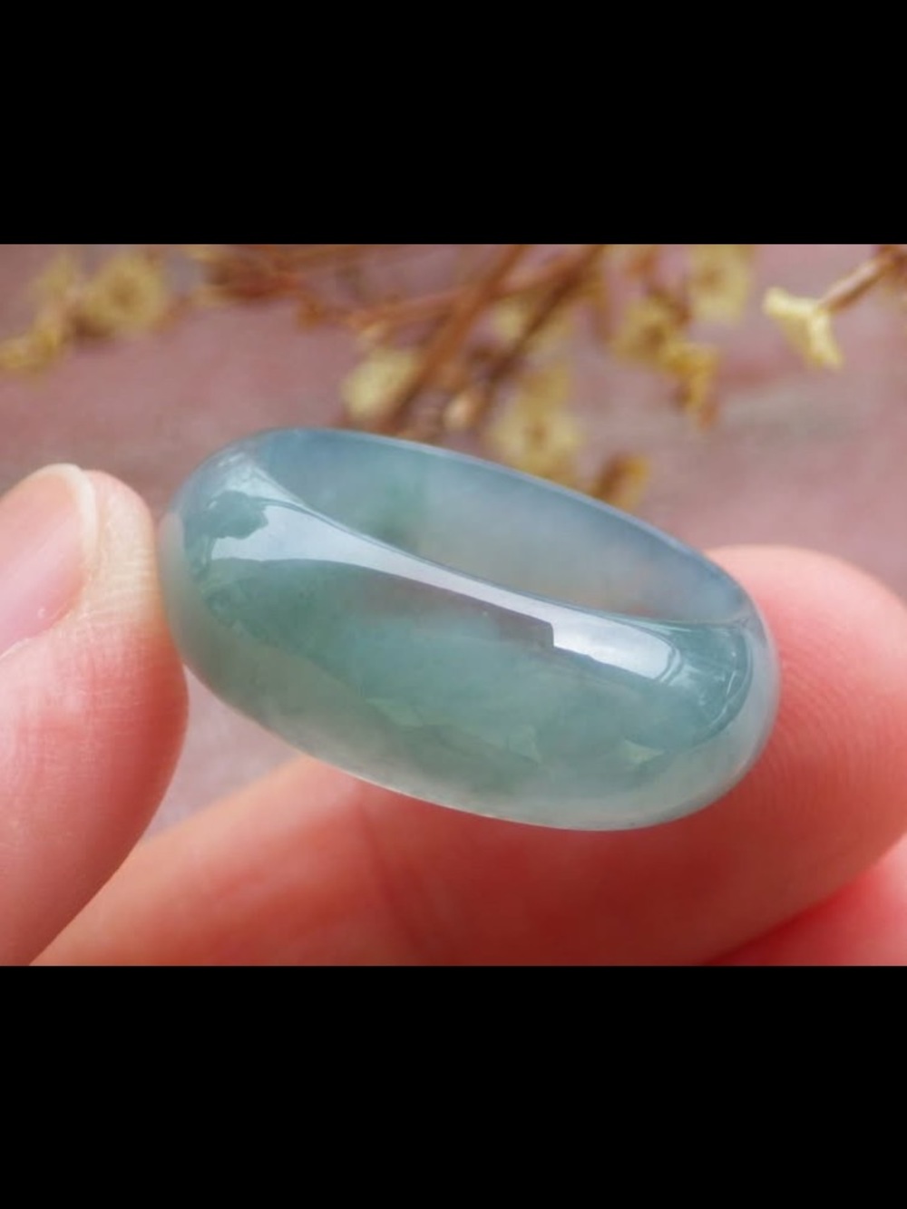 Certificate Jadeite Jewelry Jade luck Green Thick Ring Size7.5
